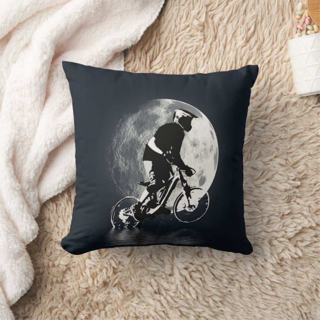 Chasing the Moon - Mountain Biker  Cushion (Blanket)