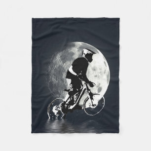 Chasing the Moon - Mountain Biker  Fleece Blanket