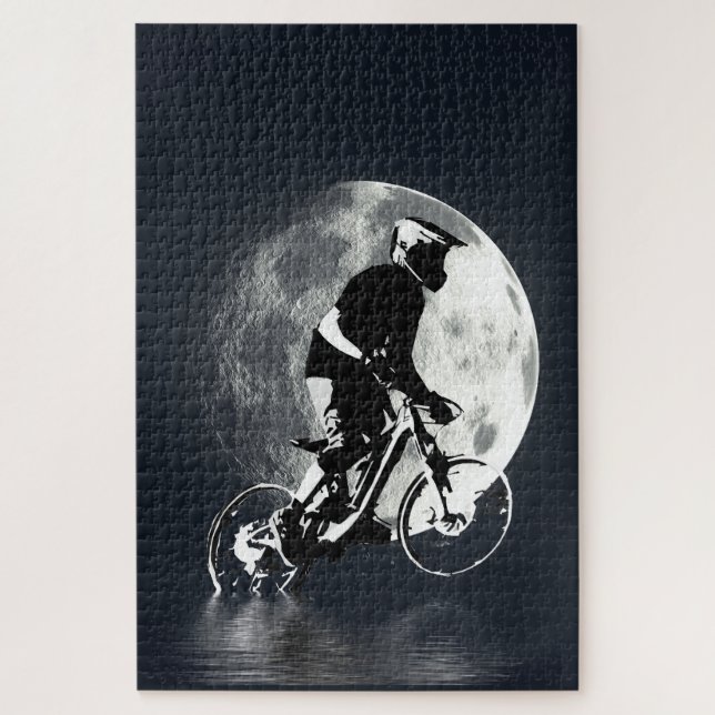 Chasing the Moon - Mountain Biker  Jigsaw Puzzle (Vertical)