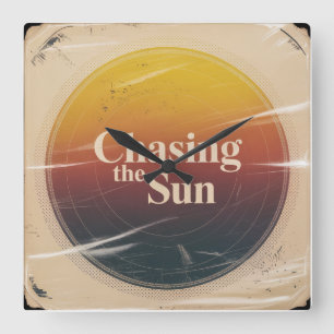 Chasing The Sun Square Wall Clock