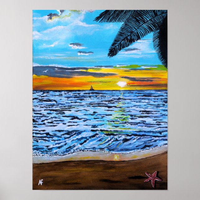 Chasing the Sunset Painting by Alfred Fox Poster (Front)
