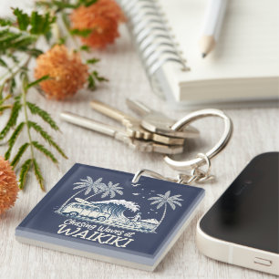 Chasing Waves at Waikiki Key Ring