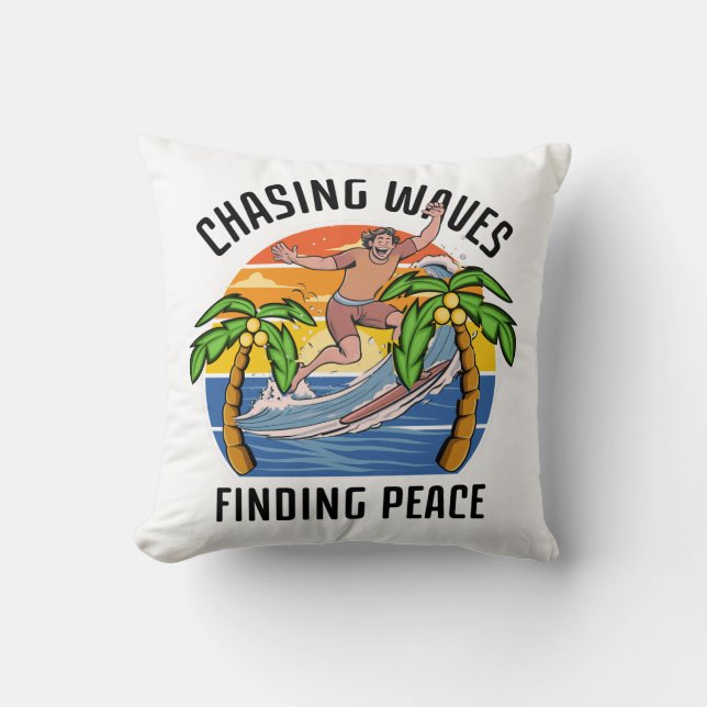 Chasing Waves Finding Peace Cushion (Front)