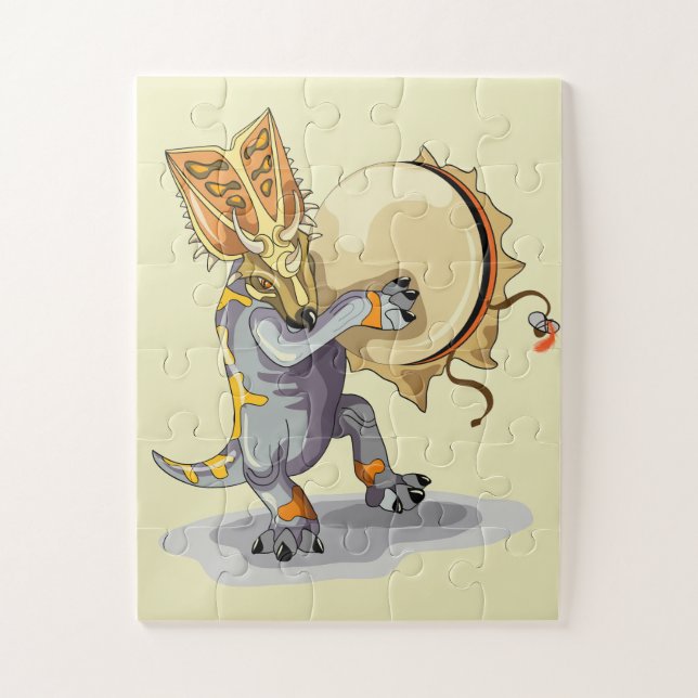 Chasmosaurus Dancing A Shaman Ritual Jigsaw Puzzle (Vertical)