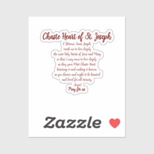 Chaste Heart Prayer Vinyl Sticker
