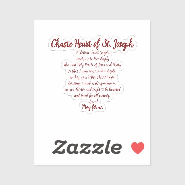 Chaste Heart Prayer Vinyl Sticker (Sheet)