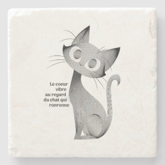 Chat assis au regard langoureux stone coaster