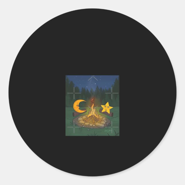 Chat Between The Moon Graphic Classic Round Sticker (Front)