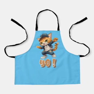 Chat jumping and relaxed - Chat Illustration Apron