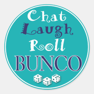 chat,laugh,roll - bunco classic round sticker