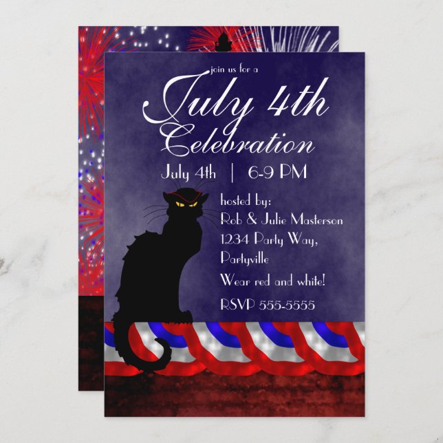 Chat Noir and July 4th Invitation (Front/Back)