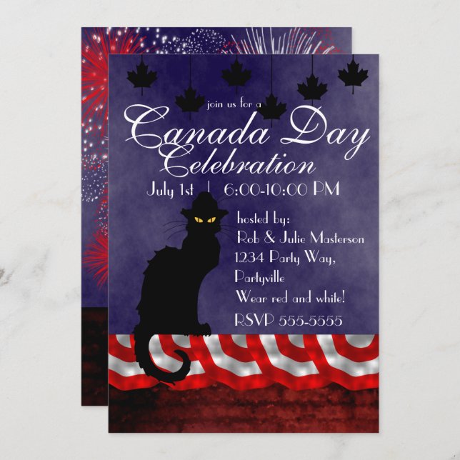 Chat Noir Canada Day Invitation (Front/Back)