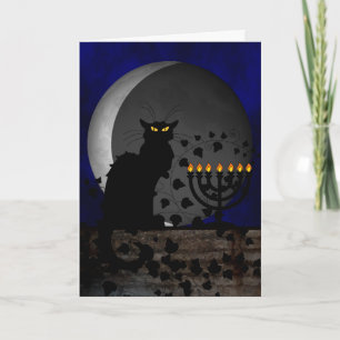 Chat Noir Chanukah Holiday Card