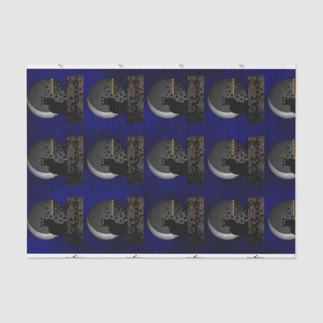 Chat Noir Chanukah with Menorah Tissue Paper (Front)