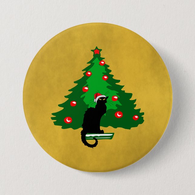 Chat Noir Christmas 7.5 Cm Round Badge (Front)
