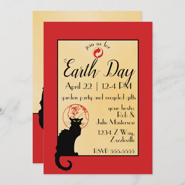 Chat Noir Earth Day Invitation (Front/Back)