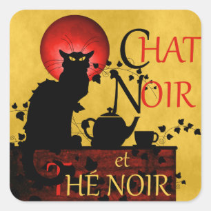 Chat Noir et Thé Noir Square Sticker