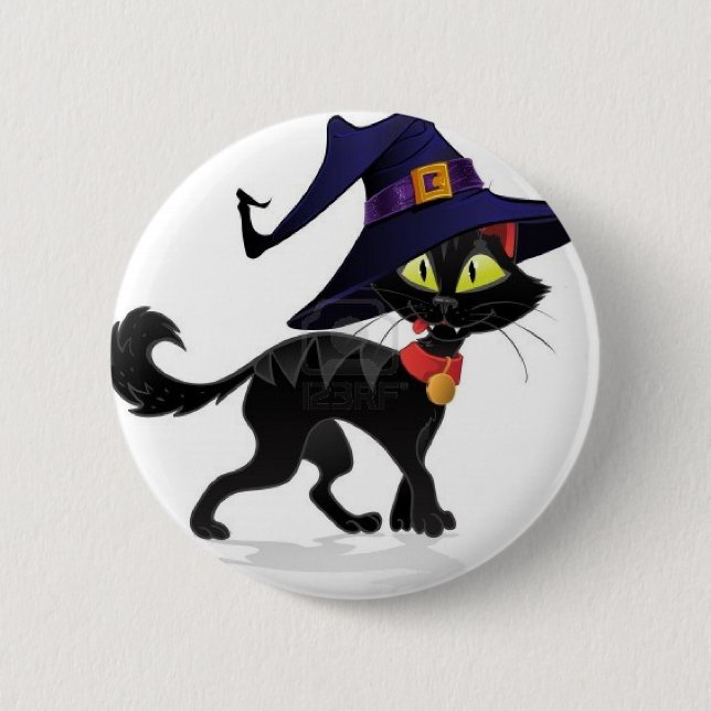 Chat noir Halloween 6 Cm Round Badge (Front)