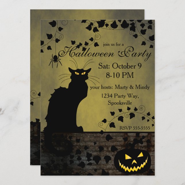 Chat Noir Halloween Invitation (Front/Back)