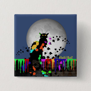 Chat Noir Holi Hai 15 Cm Square Badge