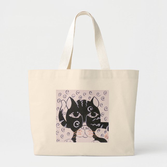 Chat  Noir Large Tote Bag (Front)