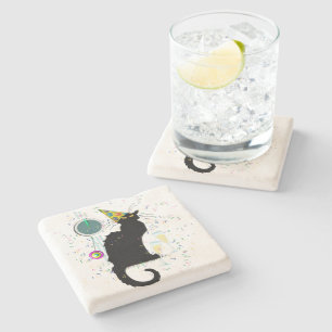 Chat Noir New Years Stone Coaster