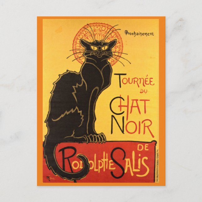 Chat Noir Steinlen Belle Epoque Vintage Art Postcard (Front)
