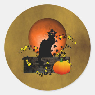 Chat Noir Thanksgiving Classic Round Sticker