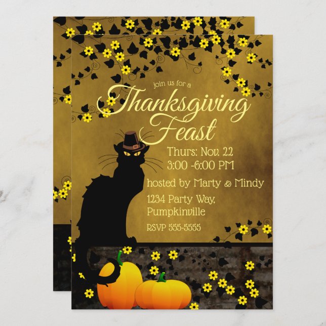 Chat Noir Thanksgiving Invitation (Front/Back)