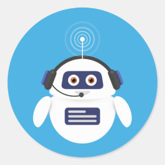 Chatbot - Robot with headphones and microphone for Classic Round Sticker