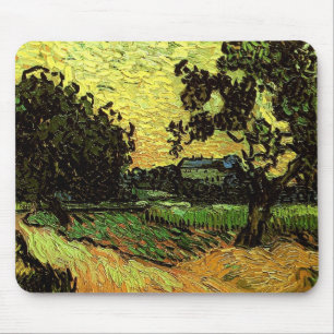 Chateau Auvers Landscape Twilight Van Gogh Fine Mouse Pad