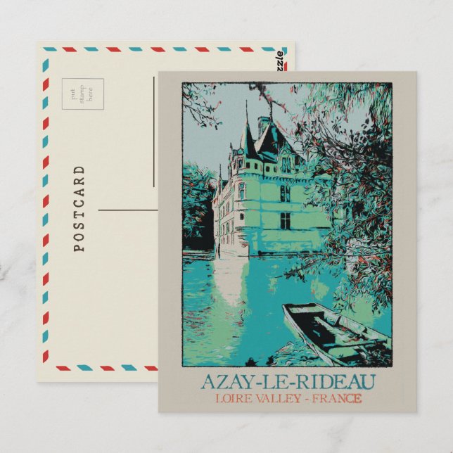 Chateau Azay-le-Rideau in the Loire valley, France Postcard (Front/Back)