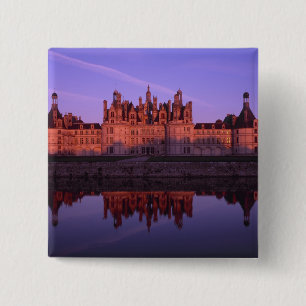 Chateau Chambord at sunset, Loire Valley, France 15 Cm Square Badge