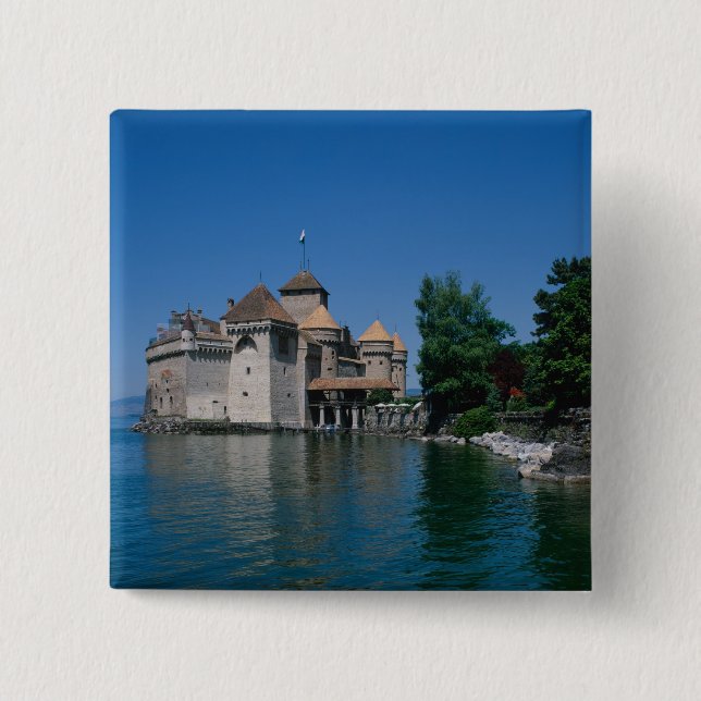 Chateau Chillon, Lake Geneva, Vaud Canton, 15 Cm Square Badge (Front)
