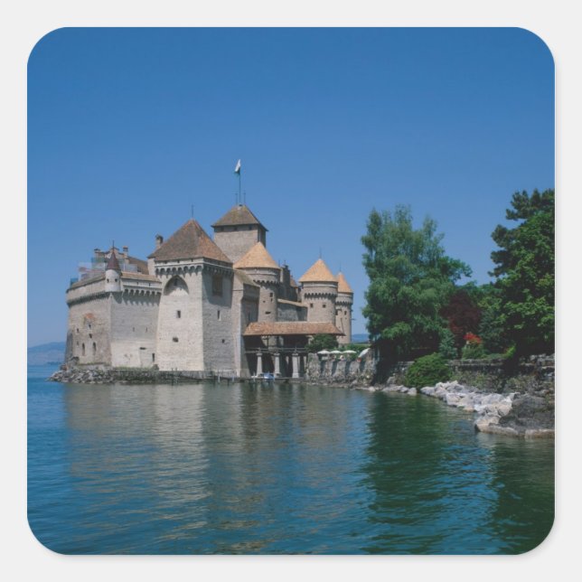 Chateau Chillon, Lake Geneva, Vaud Canton, Square Sticker (Front)