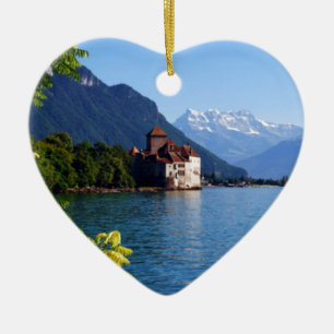 Chateau Chinon, beside Lake Geneva Ceramic Tree Decoration