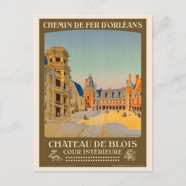 Château de Blois France Vintage Poster 1928 Postcard (Front)