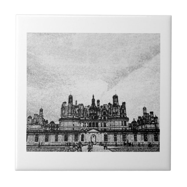 Château de Chambord Architecture France Sketch Ceramic Tile (Front)
