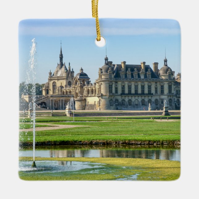 Chateau de Chantilly and Le Notre Garden - France Ceramic Ornament (Front)