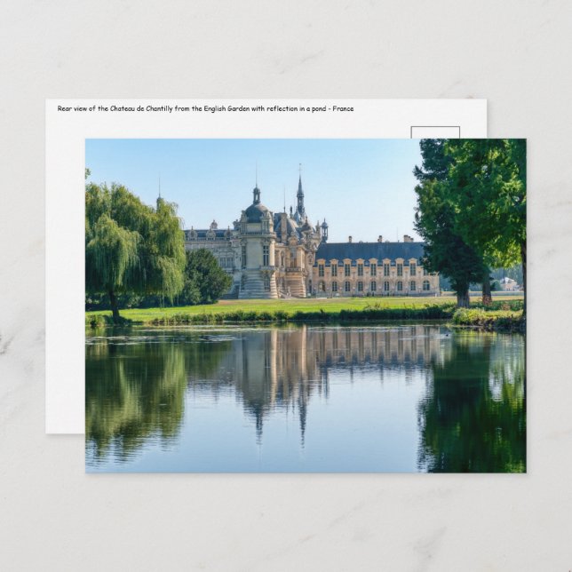 Chateau de Chantilly and reflection in a pond Postcard (Front/Back)