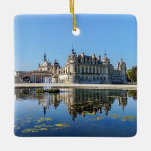 Chateau de Chantilly with reflection in a pond Ceramic Ornament