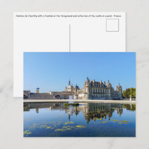 Chateau de Chantilly with reflection in a pond Postcard