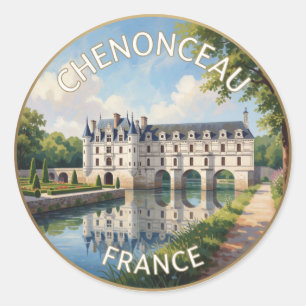 Château De Chenonceau France River Castle travel Classic Round Sticker