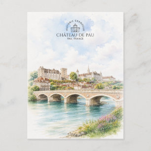 Château de Pau Castle and Bridge – France Postcard