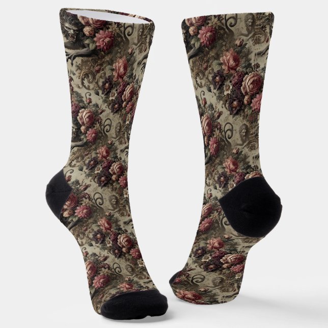 Château des Loups – Gothic Victorian Tapestry Socks (Angled)