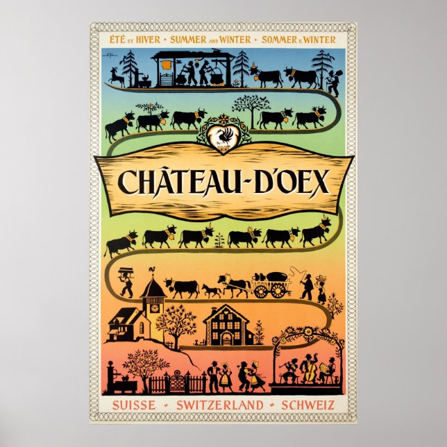 Château-d'Oex,Vaud,Switzerland,Travel Poster (Front)