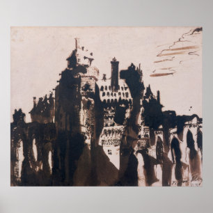 Chateau fortified by two Bridges Poster