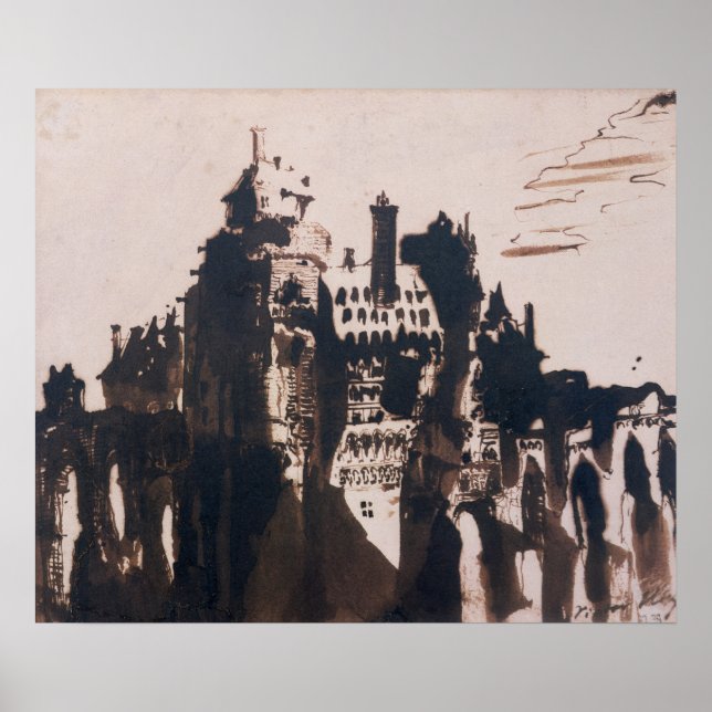 Chateau fortified by two Bridges Poster (Front)