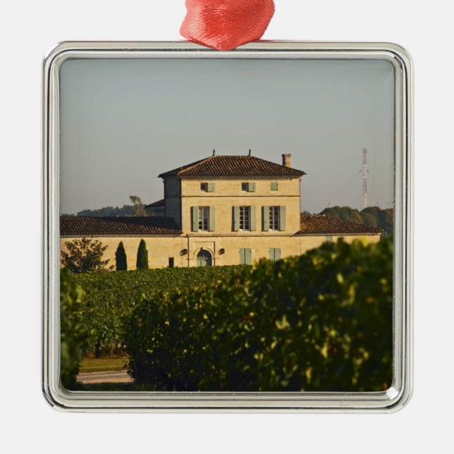 Chateau Lafleur Petrus and vineyard, in Pomerol, Metal Tree Decoration (Front)