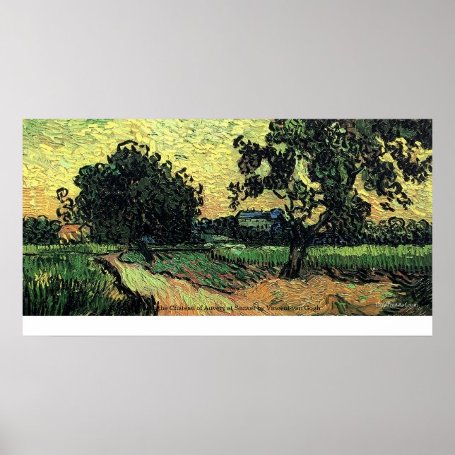 Chateau of Auvers Landscape at Sunset by van Gogh Poster (Front)